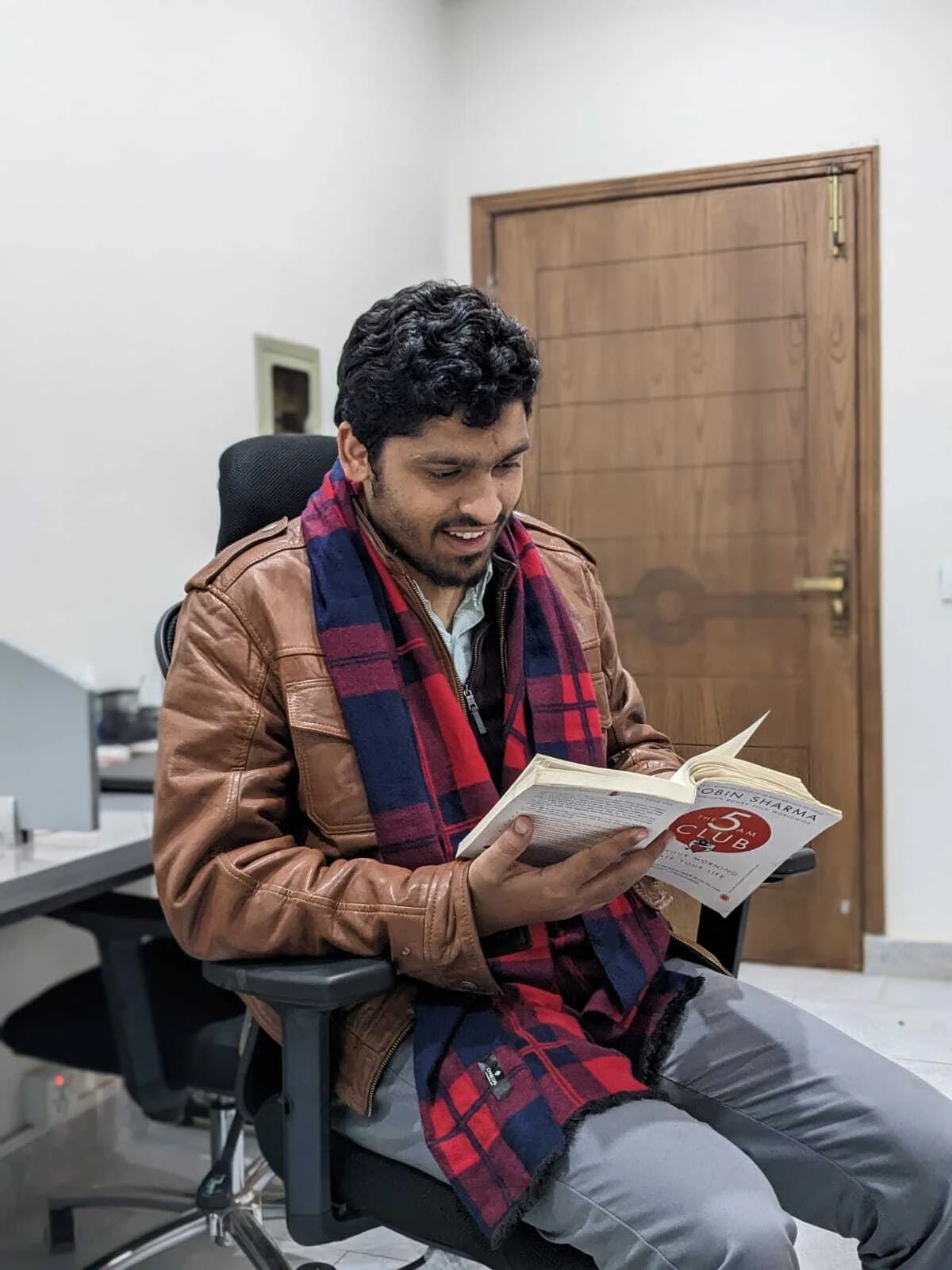A Data Prism team member reading
